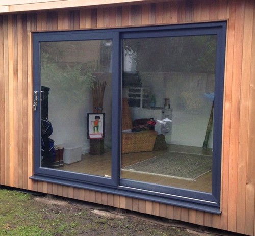 Grey sliding patio upvc - upvc, /