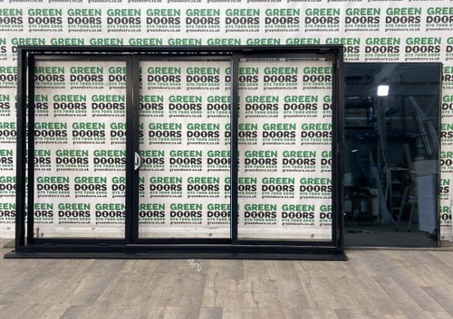 Black patio sliding doors - black,