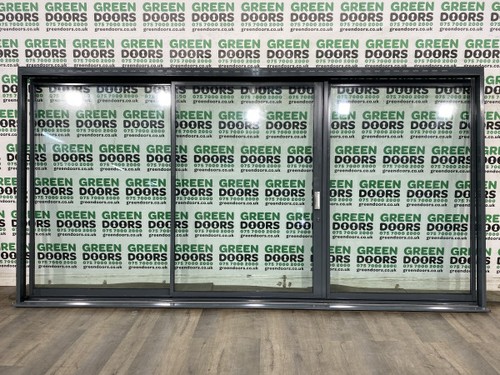 Grey patio sliding doors - grey, wide